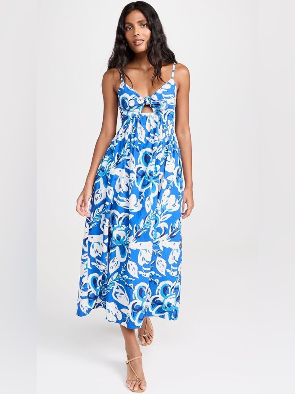 Cleobella Blue and White Floral Cutout Maxi Dress